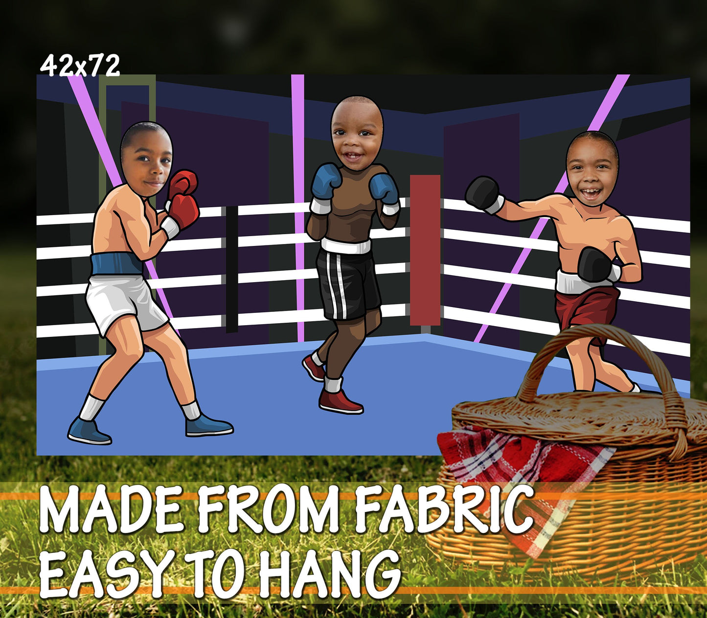 Boxing Theme Face Cutout, 42x72" Photo Stand-in, Party Selfie Photo Prop, Sports Theme