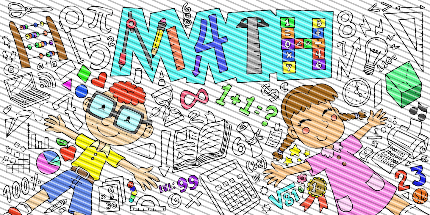 MATH Coloring Page, Coloring Sheet For Kids, Jumbo Coloring Book Pages, Personalized Theme Giant Coloring Poster