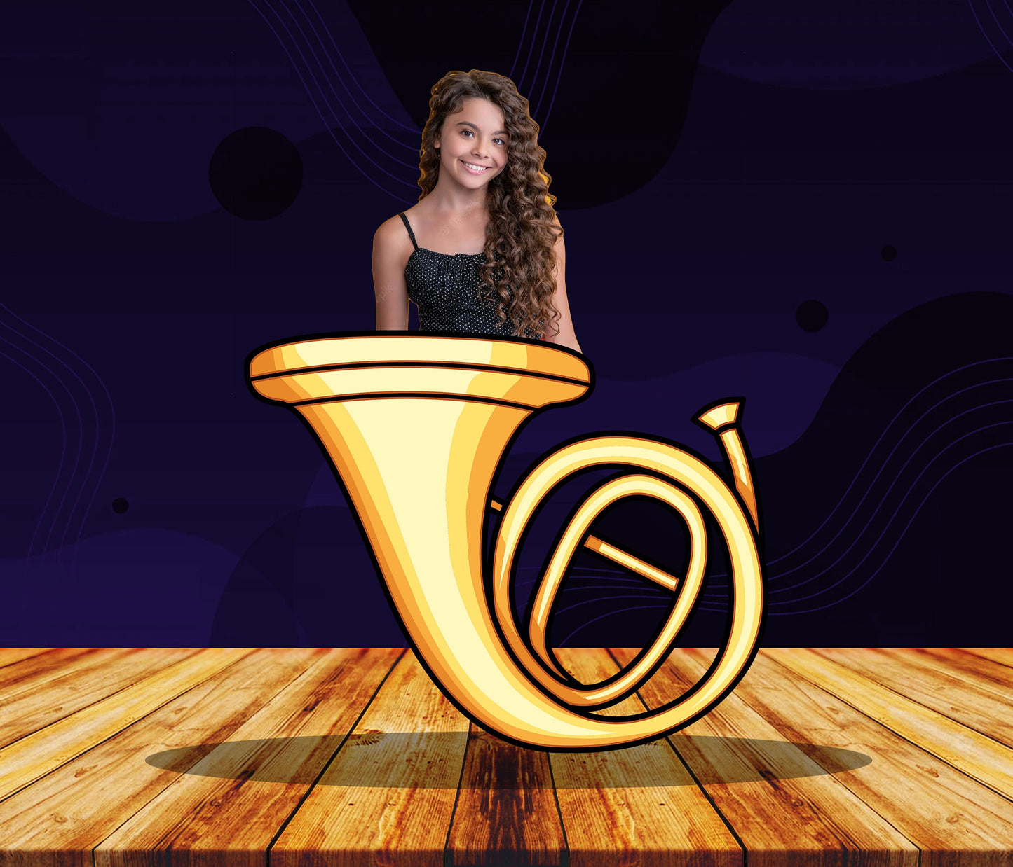 Horn Musical Instrument, Photo Prop, Birthday Party DIY, Photo booth Selfie Frame