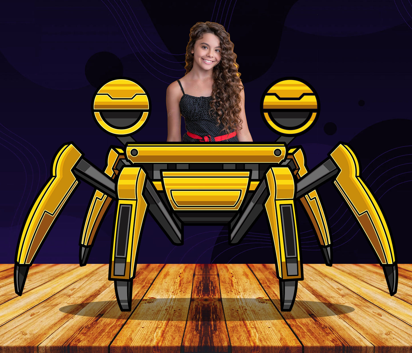 Yellow Mech Spider, Photo Prop, Birthday Party DIY, Photo booth Selfie Frame