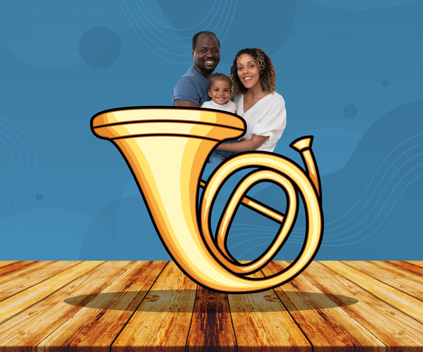 Horn Musical Instrument, Photo Prop, Birthday Party DIY, Photo booth Selfie Frame