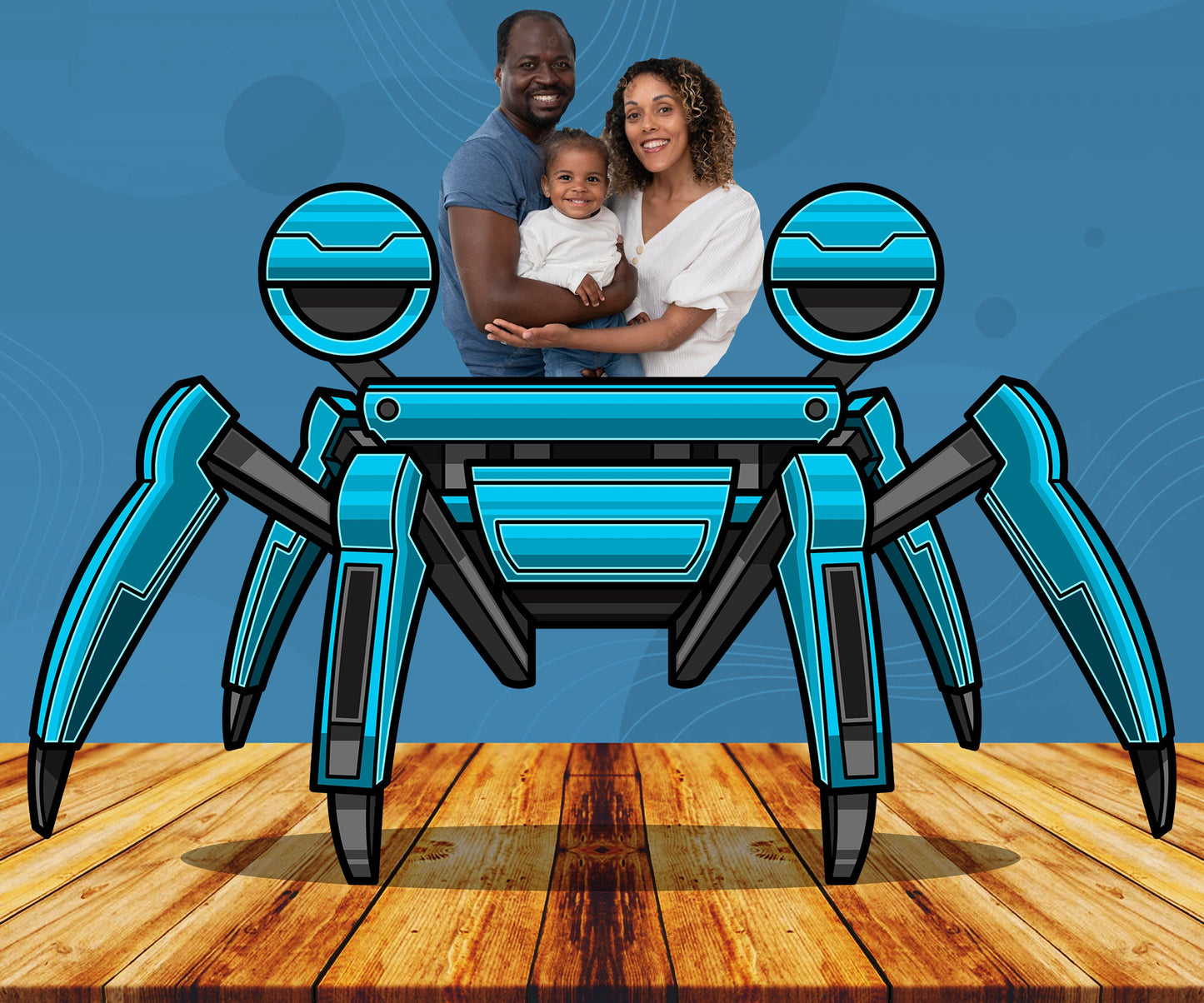 Blue Mech Spider, Photo Prop, Birthday Party DIY, Photo booth Selfie Frame