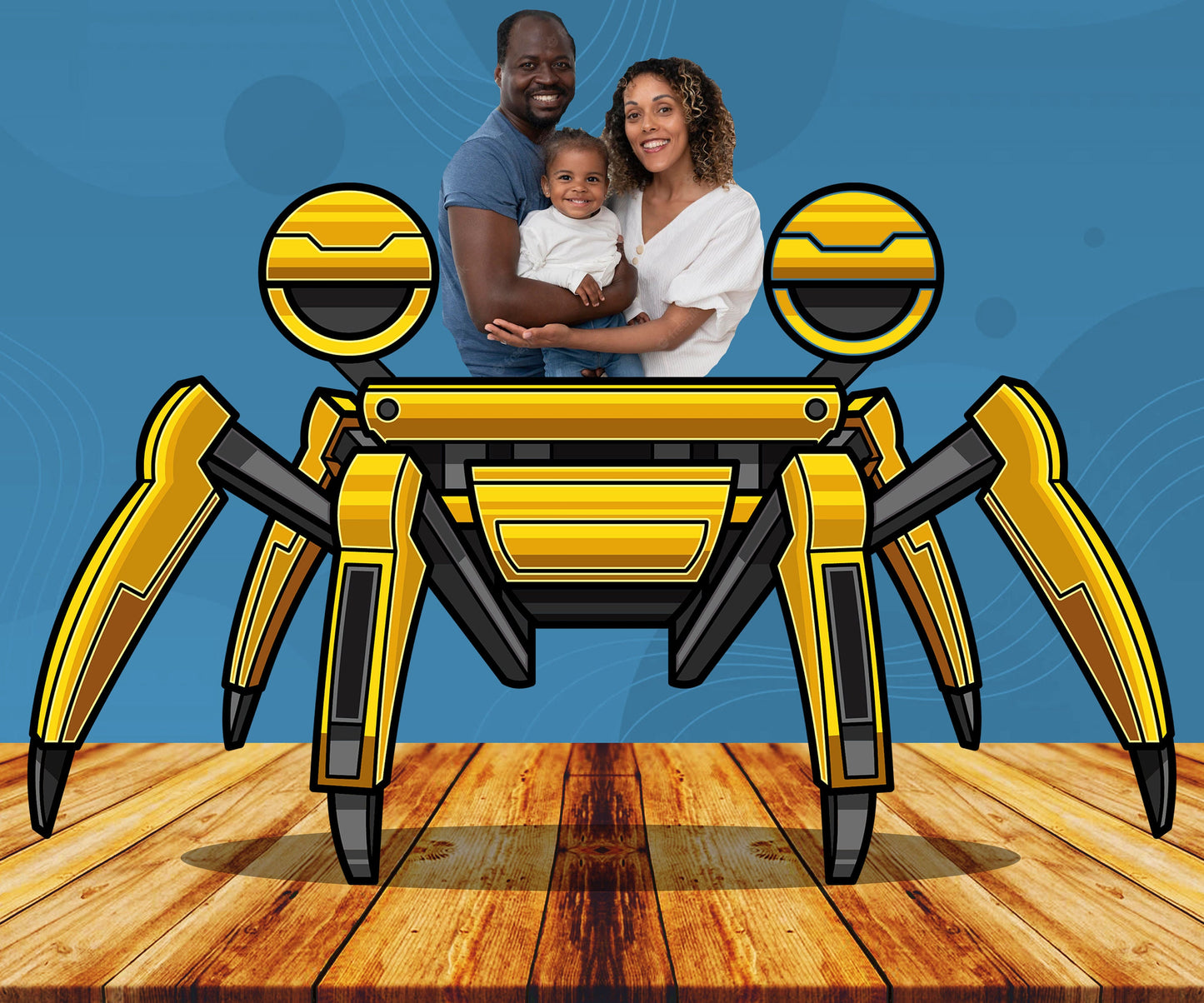 Yellow Mech Spider, Photo Prop, Birthday Party DIY, Photo booth Selfie Frame