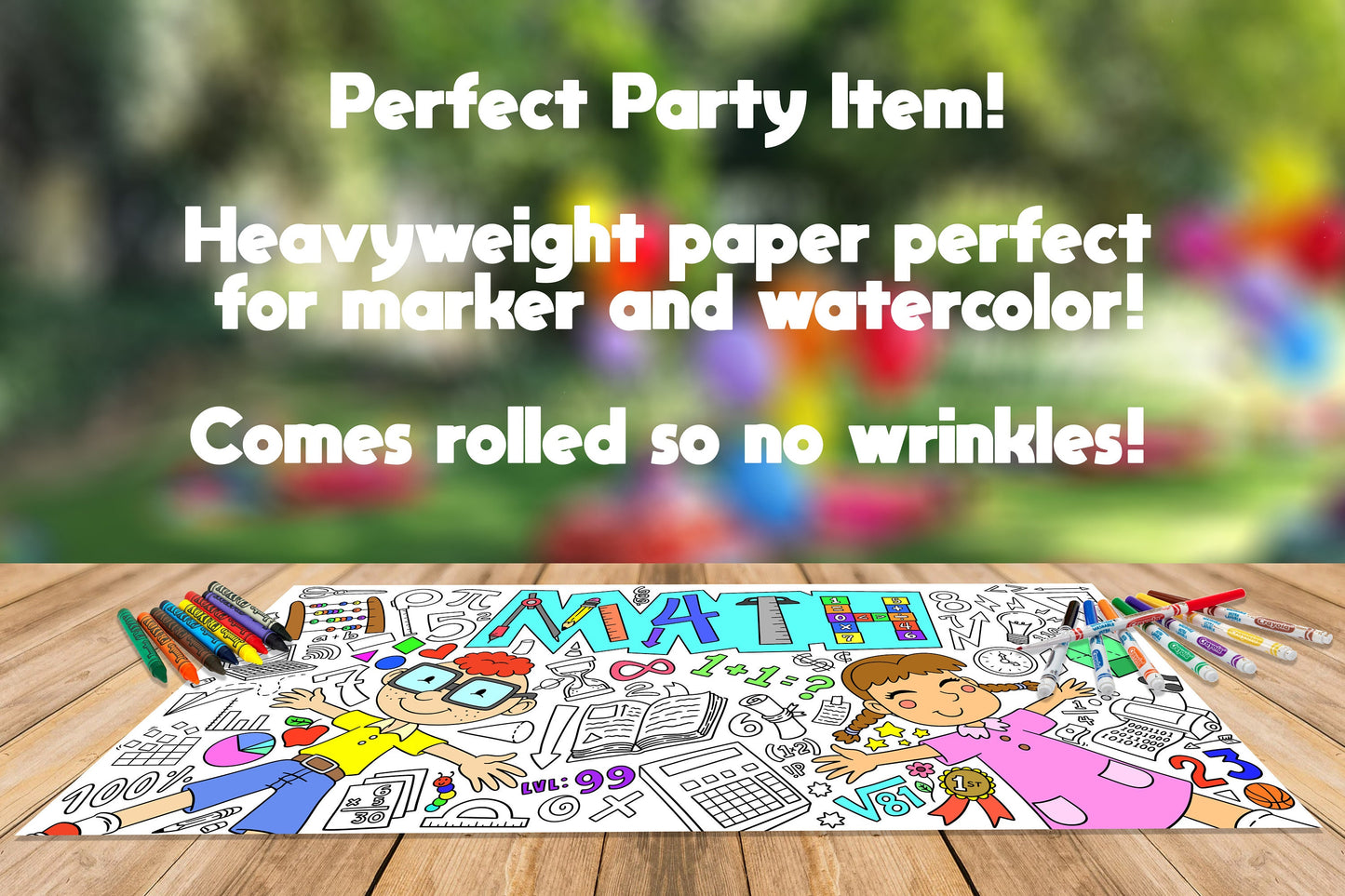 MATH Coloring Page, Coloring Sheet For Kids, Jumbo Coloring Book Pages, Personalized Theme Giant Coloring Poster