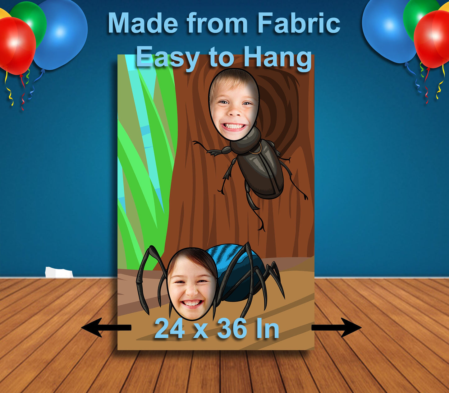 Insects Theme Face Cutout, 24x36" Photo Stand-in, Party Selfie Photo Prop