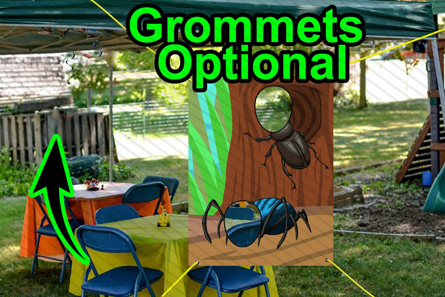 Insects Theme Face Cutout, 24x36" Photo Stand-in, Party Selfie Photo Prop