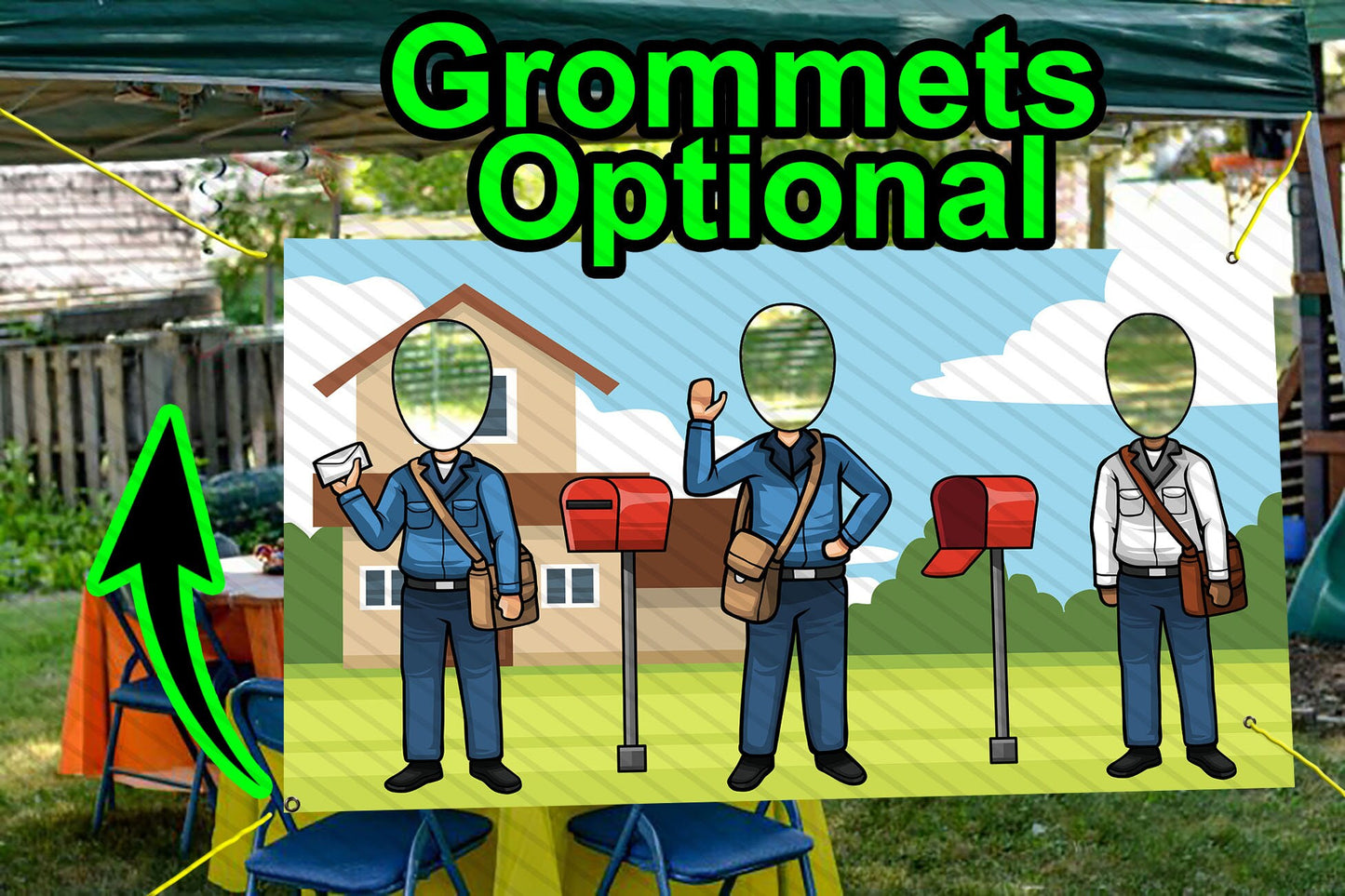 Mailman Theme Face Cutout, 42x72" Photo Standee, Party Selfie Photo Prop