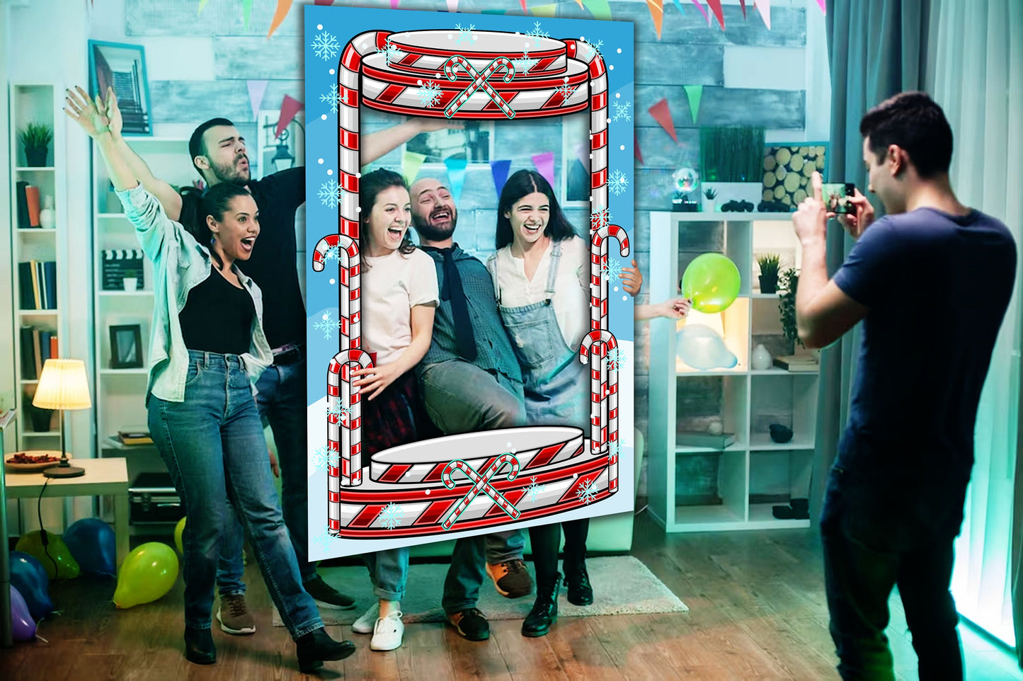 Candy Cane Machine Photo Prop, Futuristic Theme, Photo Booth Selfie Frame, DIY Party Props