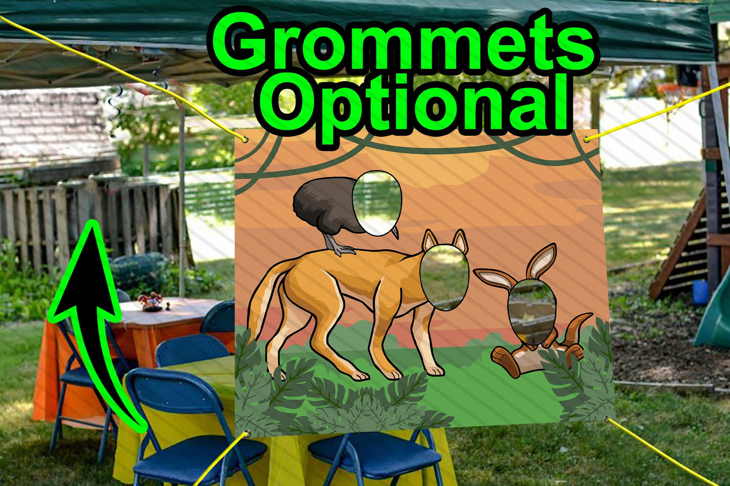 Australian Wild Animals Theme Face Cutout, 36x42" Photo Stand-in, Party Selfie Photo Prop
