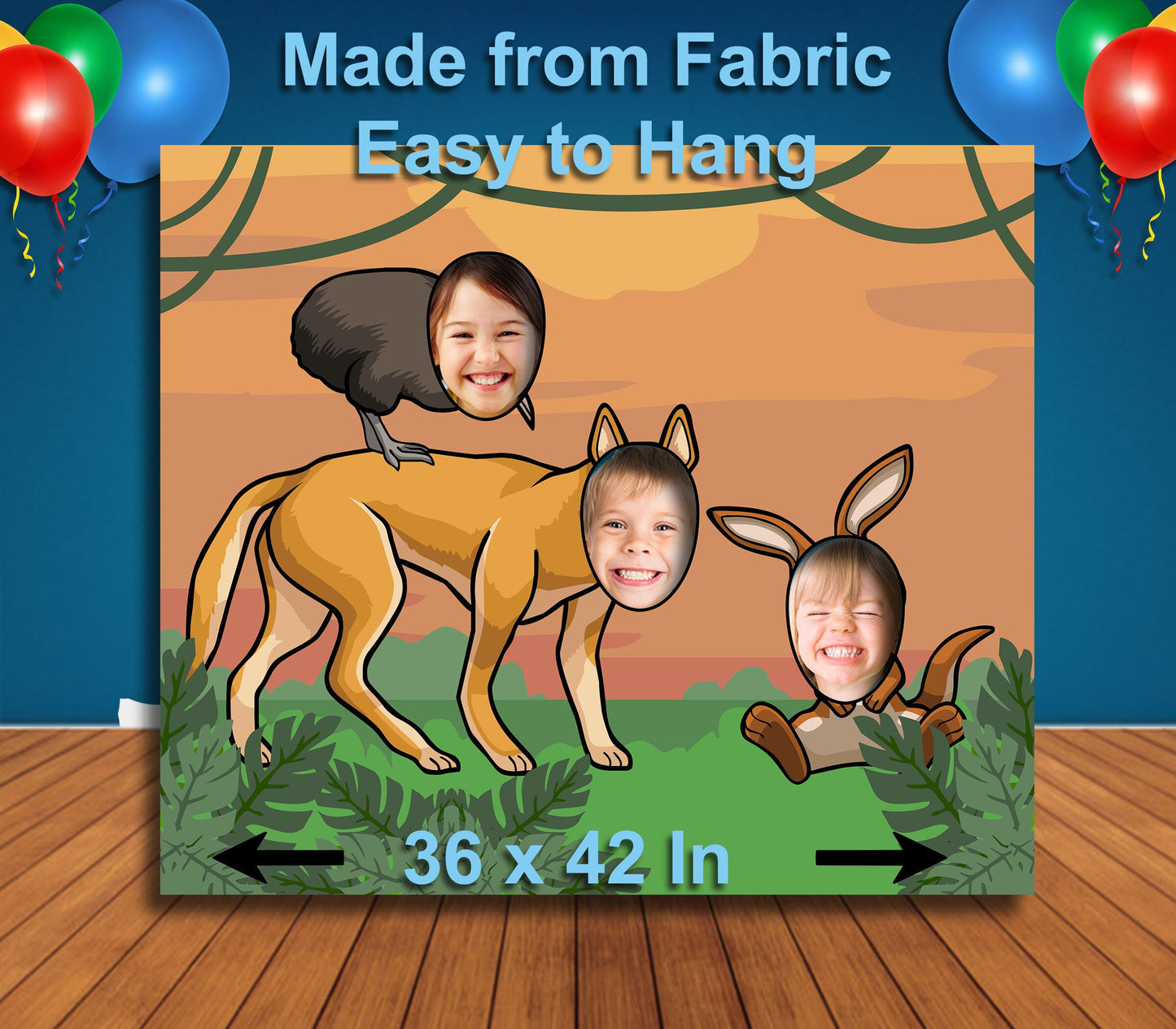 Australian Wild Animals Theme Face Cutout, 36x42" Photo Stand-in, Party Selfie Photo Prop