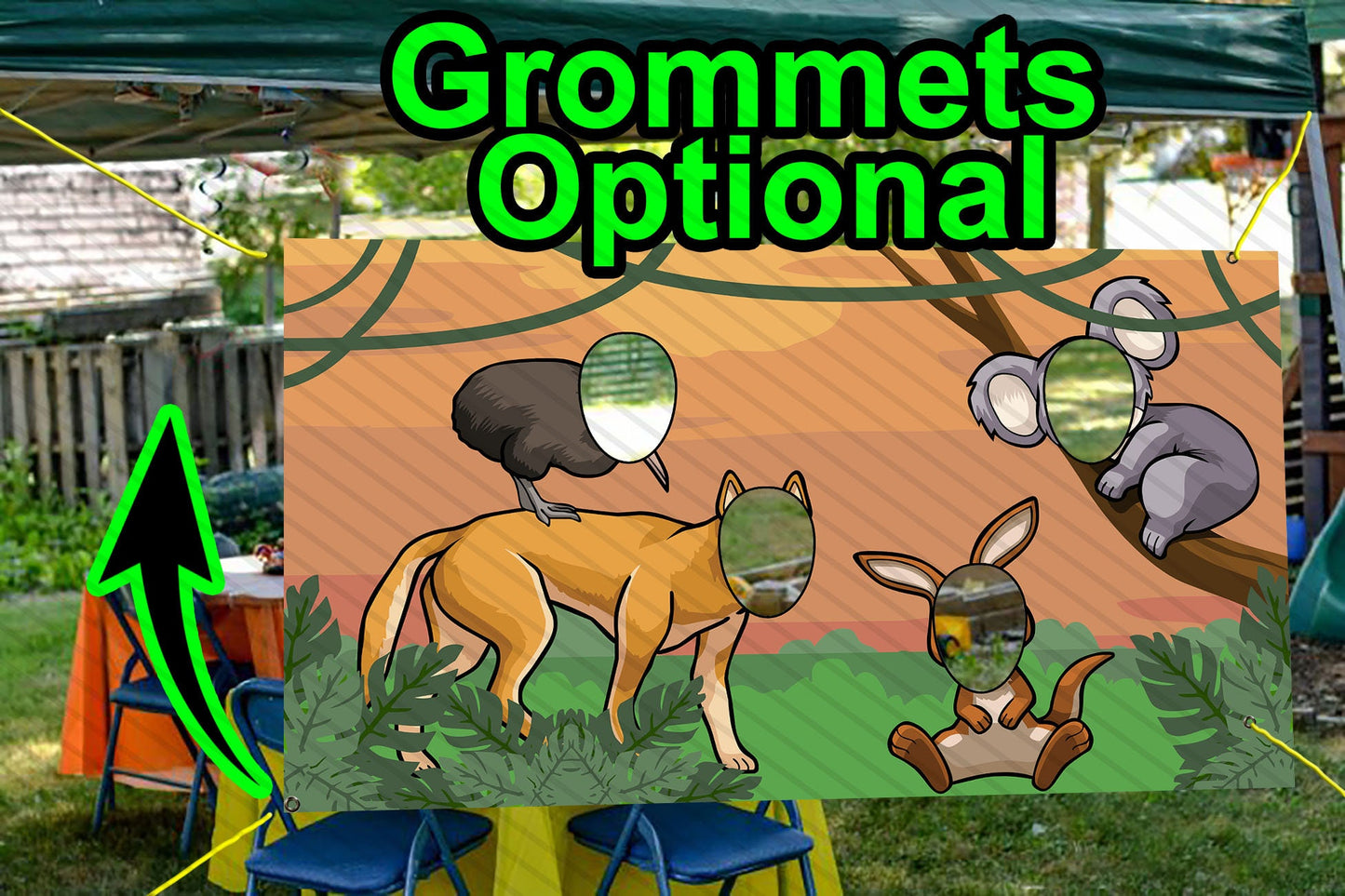 Australian Wild Animals Theme Face Cutout, 42x72" Photo Stand-in, Party Selfie Photo Prop