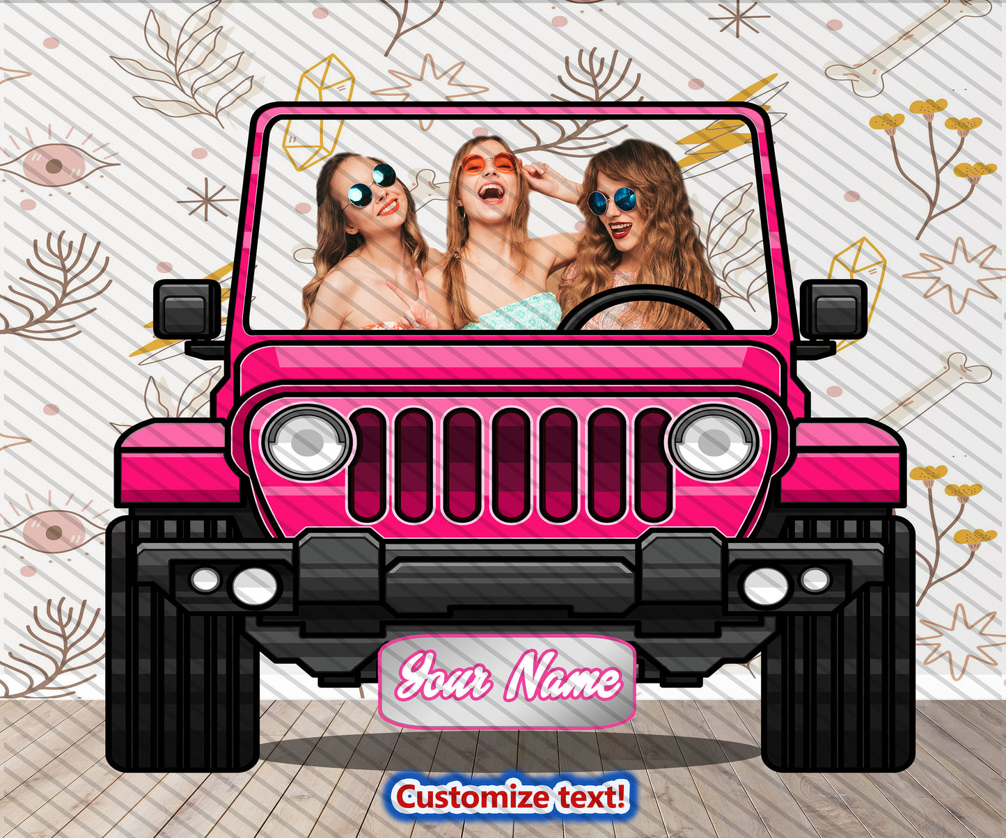 Pink Car Photo Prop, Girl's Birthday Party DIY, Sweet 16, Princess, Photo booth Selfie Frame