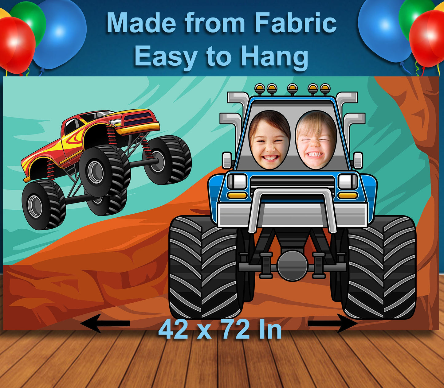 Monster Trucks, 42x72" Photo Stand-in, Party Selfie Photo Prop