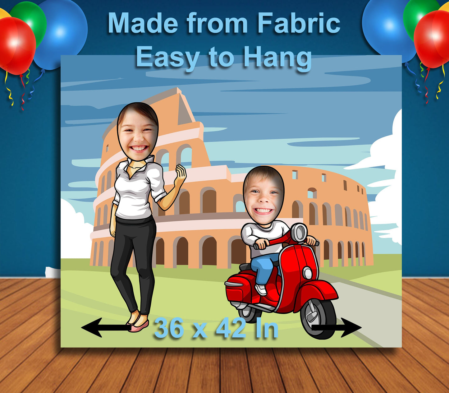 Italian Fashion Theme Face Cutout, 36x42" Photo Stand-in, Party Selfie Photo Prop