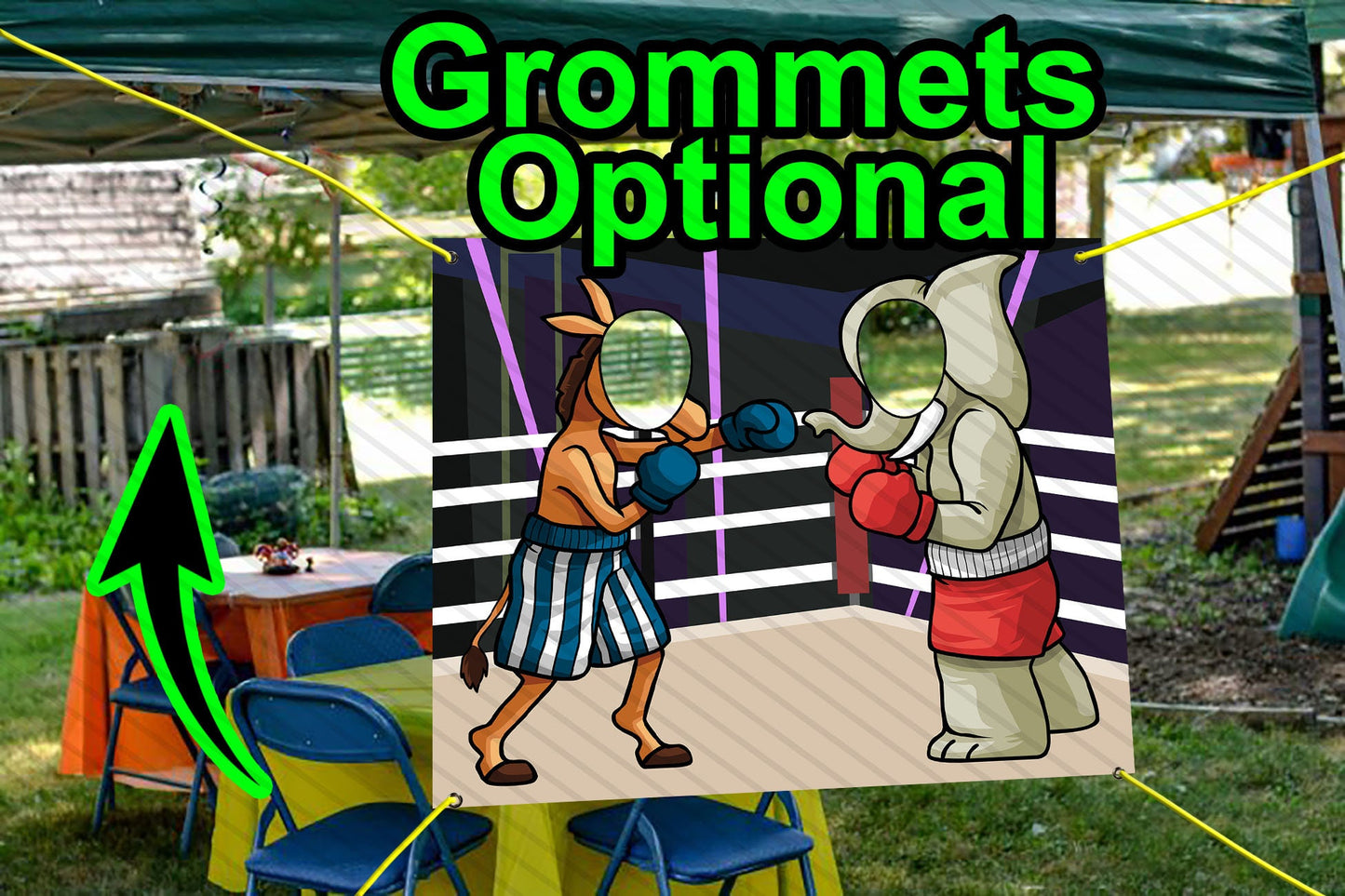 Donkey and Elephant Boxing Theme Face Cutout, 36x42" Photo Stand-in, Party Selfie Photo Prop