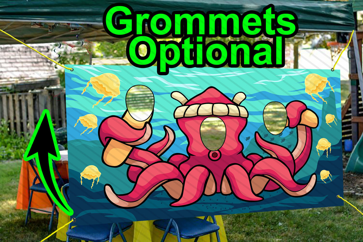 Giant Octopus Theme Face Cutout, 42x72" Photo Stand-in, Party Selfie Photo Prop
