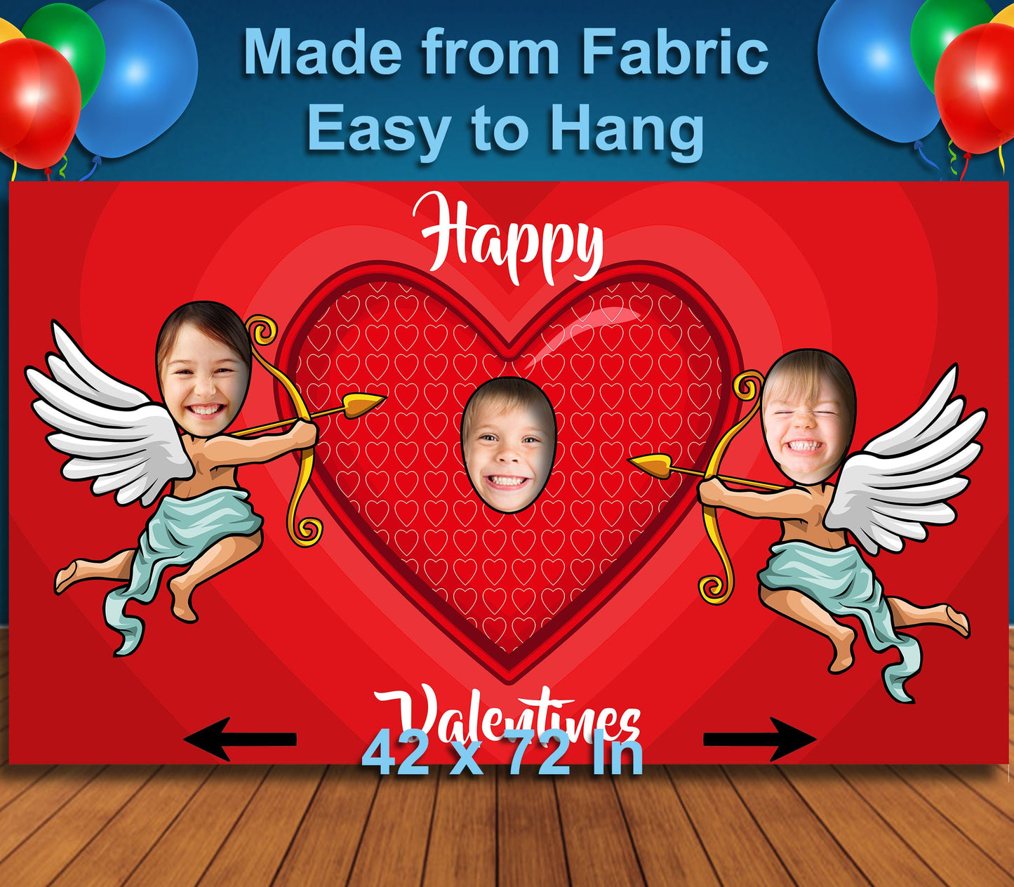 Valentine's Day Theme Face Cutout, 42x72" Photo Stand-in, Party Selfie Photo Prop