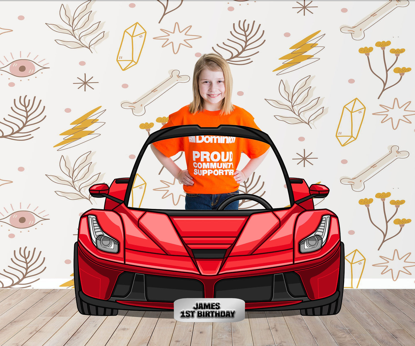 Red Ferrari Car Photo Prop, Sports Car DIY, Personalized, Customized, Photo booth Selfie Frame