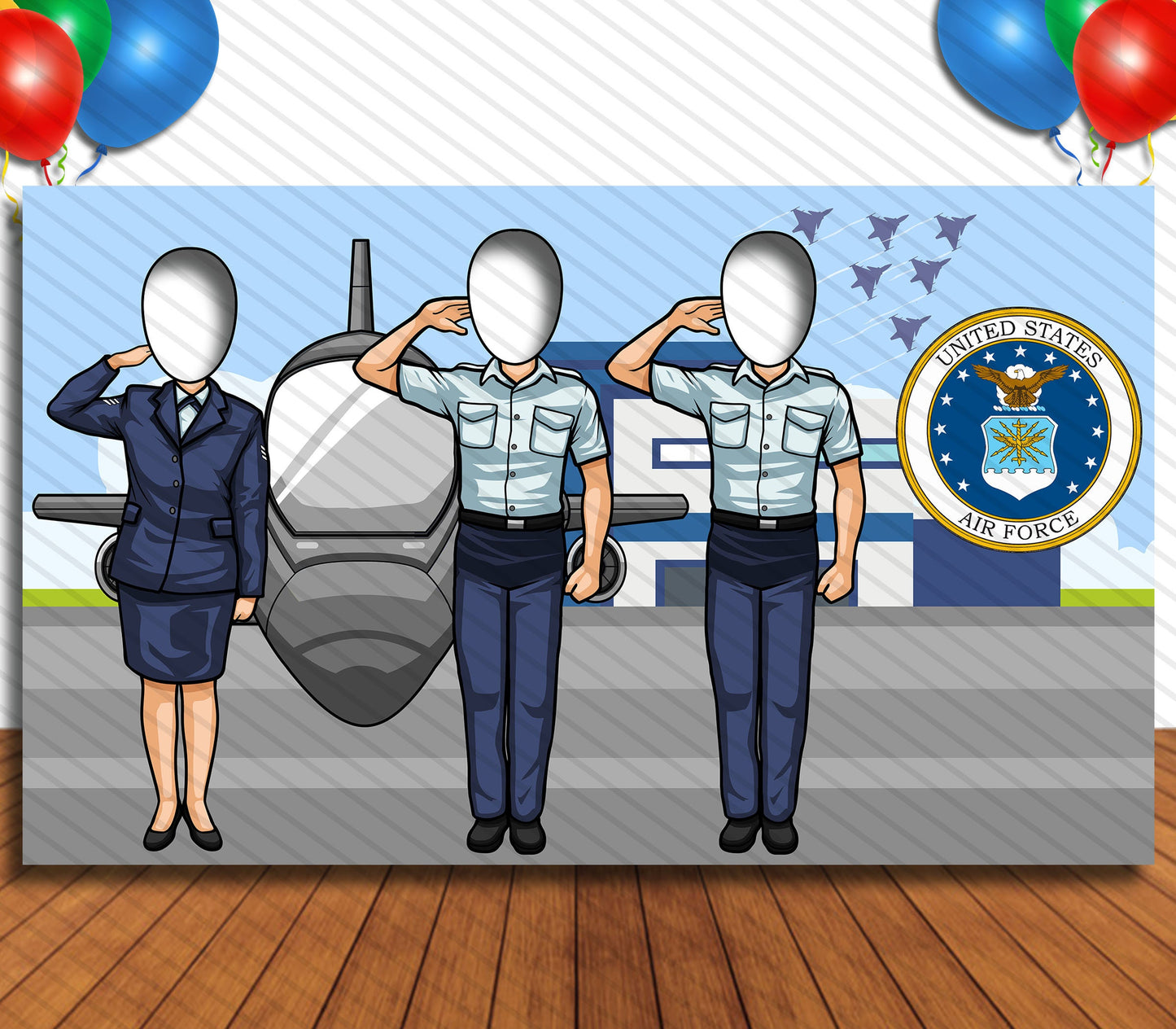 US Air Force, Welcome Home, Deployed, Theme Face Cutout, 42x72" Photo Stand-in, Party Selfie Photo Prop