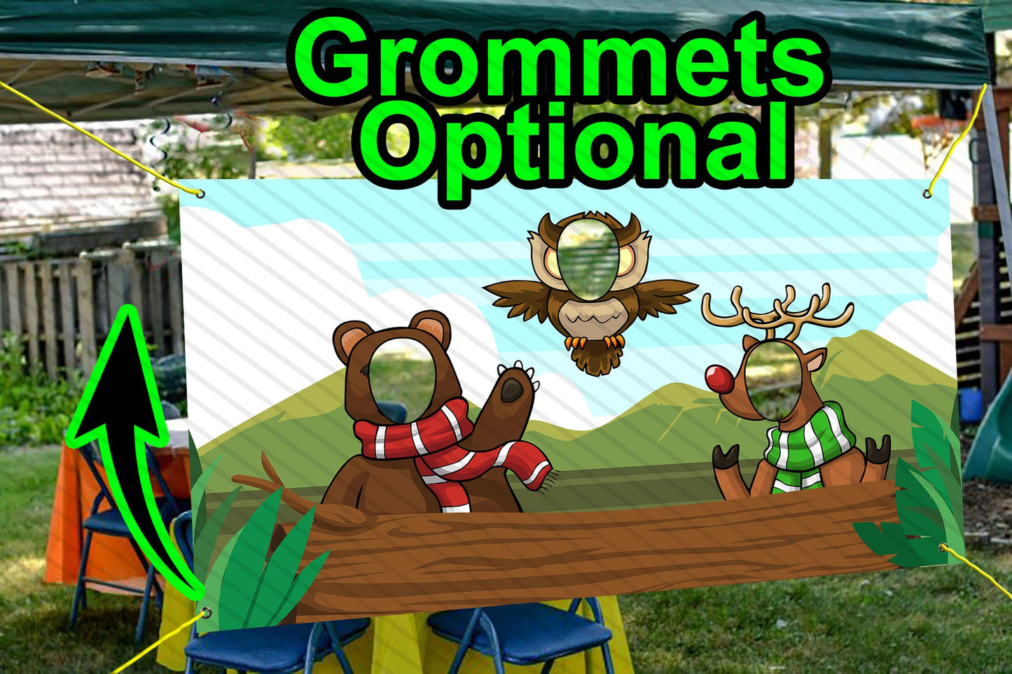 Forest Animals Theme Face Cutout, 42x72" Photo Standee, Party Selfie Photo Prop