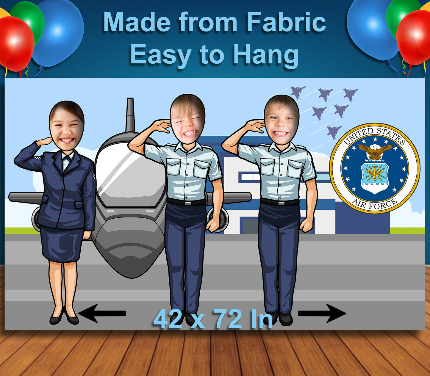 US Air Force, Welcome Home, Deployed, Theme Face Cutout, 42x72" Photo Stand-in, Party Selfie Photo Prop