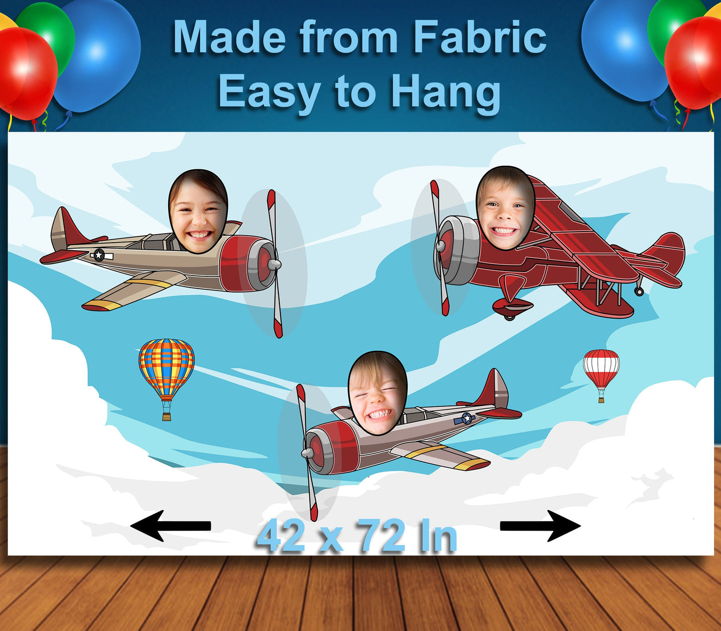Planes Theme Face Cutout, 42x72" Photo Stand-in, Party Selfie Photo Prop