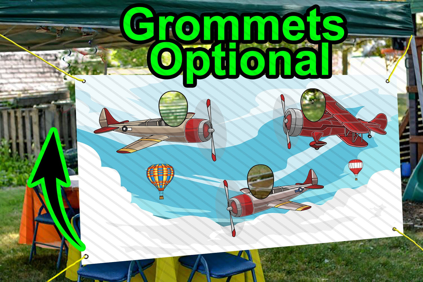 Planes Theme Face Cutout, 42x72" Photo Stand-in, Party Selfie Photo Prop