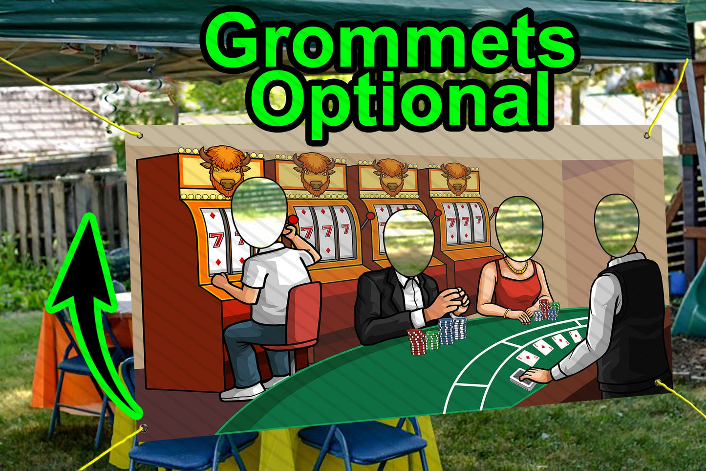Casino Theme Face Cutout, 42x72" Photo Stand-in, Party Selfie Photo Prop