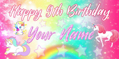 Unicorn Happy Birthday Vinyl Banner Personalized Customized