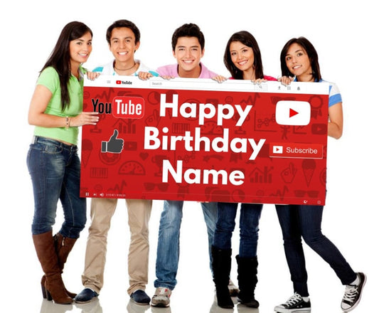YouTube Happy Birthday Custom Vinyl Banner Poster Print Personalized