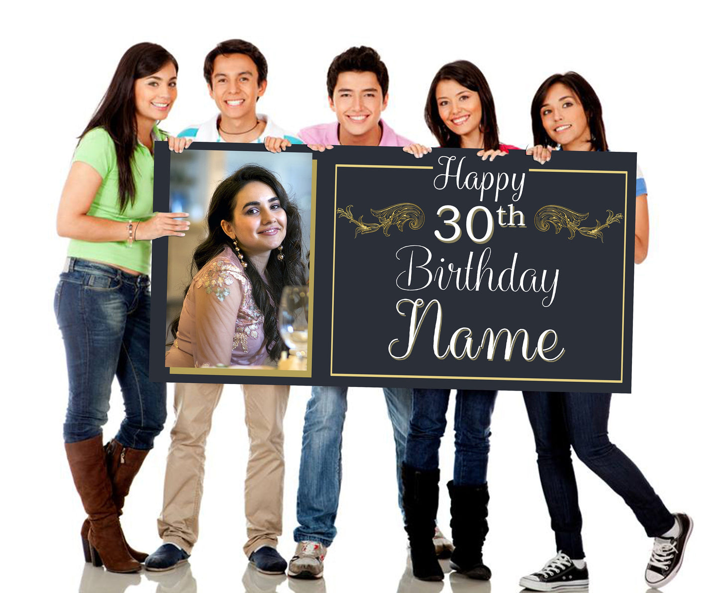 Birthday Banner with Photo, Simple Birthday Banner, Customizable, Personalized/Customized, Party Banner