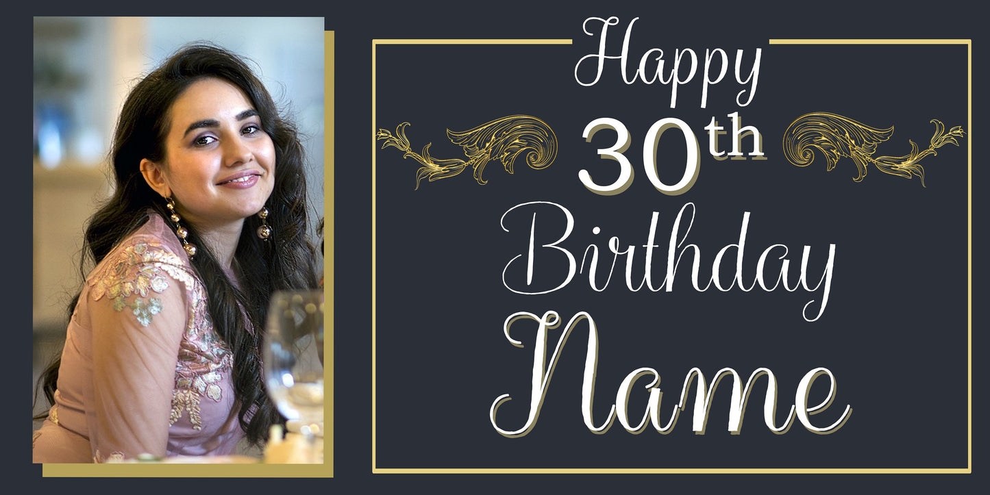 Birthday Banner with Photo, Simple Birthday Banner, Customizable, Personalized/Customized, Party Banner