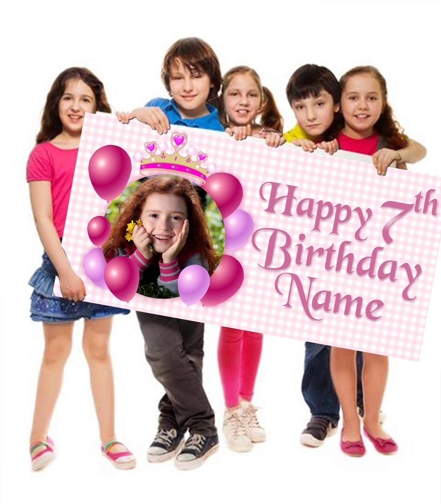 Girl's Birthday Banner with Photo, Princess Banner, Customizable, Personalized/Customized, Party Banner