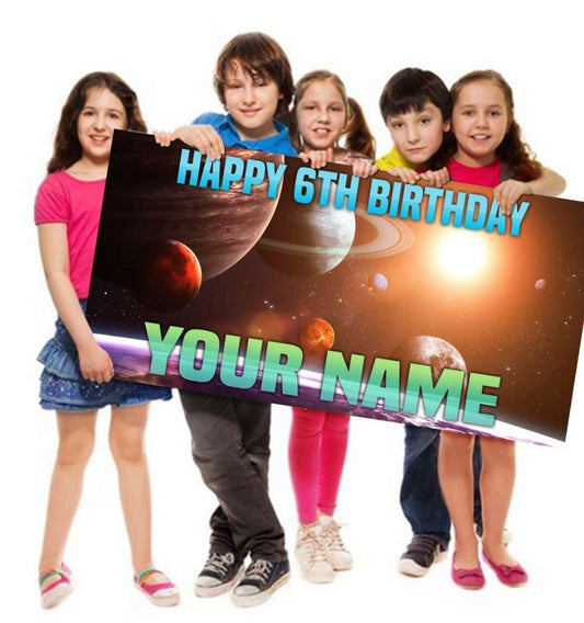 Space Solar System themed Birthday Banner Personalized Customized