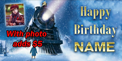 The Polar Express Birthday Banner Vinyl or Poster Personalized Customized