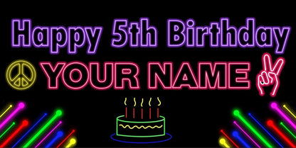 Glow party Birthday Banner, Neon Lights, Glow in the Dark Personalized/Customized Vinyl Banner