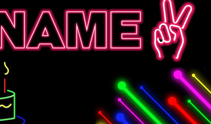 Glow party Birthday Banner, Neon Lights, Glow in the Dark Personalized/Customized Vinyl Banner