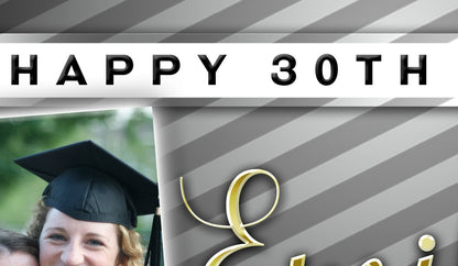 Birthday Banner with Two Photos, Birthday Sign, Customizable, Personalized/Customized, Party Banner