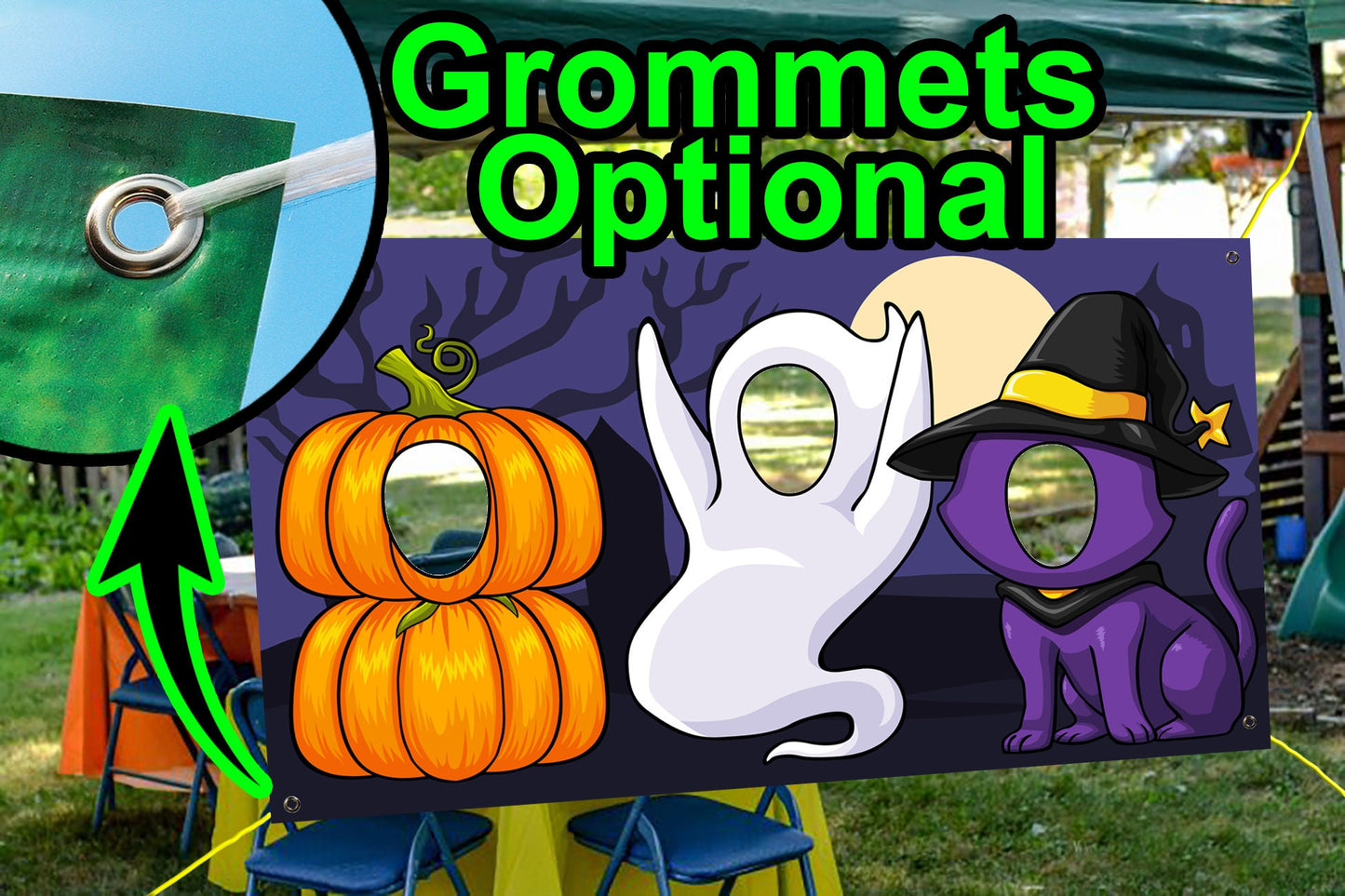 Pumpkin Cat and Ghost, Hole in Face, Party Selfie  Photo Prop, Halloween decoration