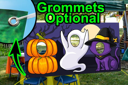 Pumpkin Cat and Ghost, Hole in Face, Party Selfie  Photo Prop, Halloween decoration