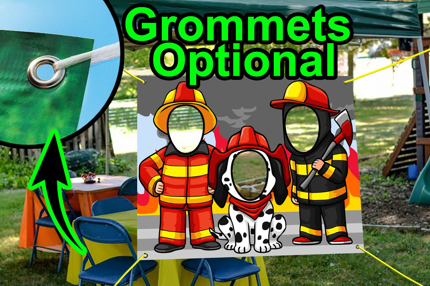 Fireman and Dalmatian Dog Cutout, Hole in Face, Party Selfie  Photo Prop, Firefighter Decoration