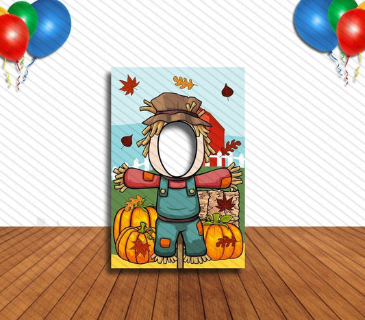 Scarecrow Face Cutout, Hole in Face, Party Selfie Photo Prop, Fall Themed Decoration