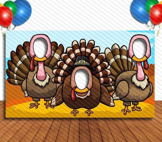 Thanksgiving Turkeys, Hole in Face, Party Selfie  Photo Prop, Holiday Decoration