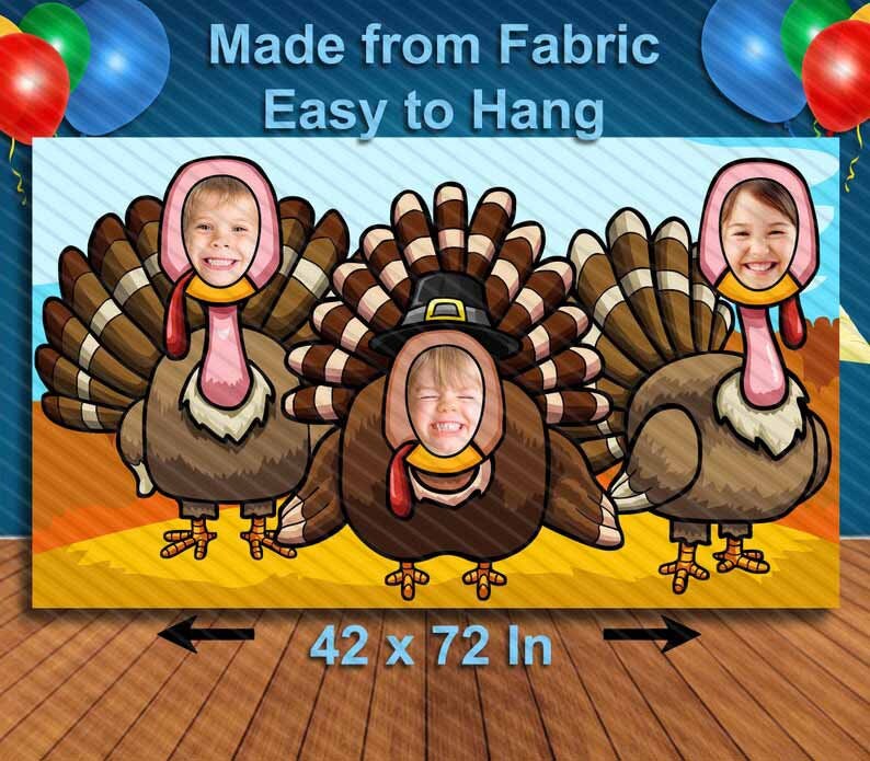 Thanksgiving Turkeys, Hole in Face, Party Selfie  Photo Prop, Holiday Decoration