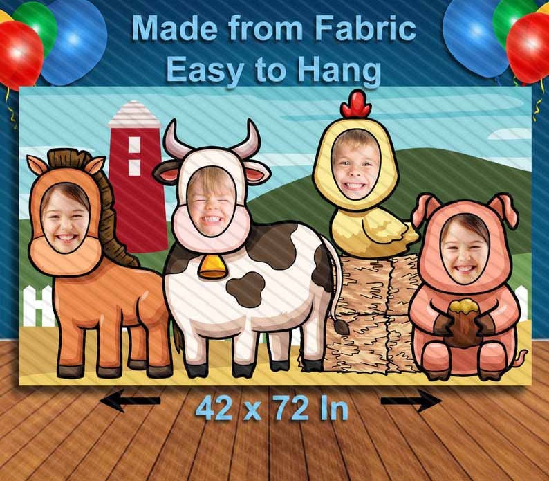 Farm Animals, Hole in Face, Party Selfie  Photo Prop, Animal Decoration