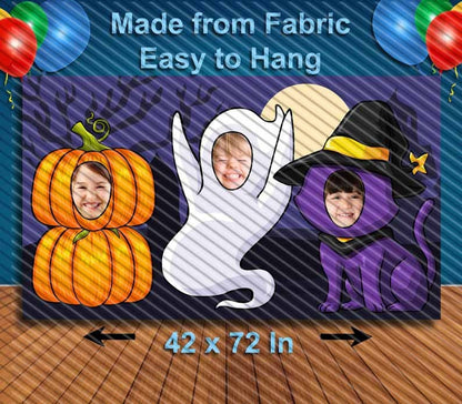 Pumpkin Cat and Ghost, Hole in Face, Party Selfie  Photo Prop, Halloween decoration
