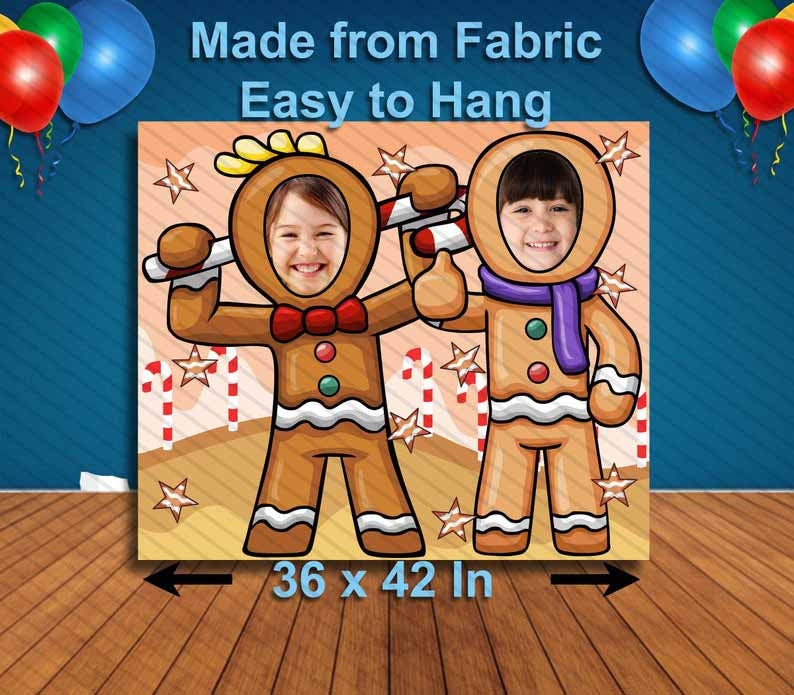 Gingerbread People Cutout, Hole in Face, Party Selfie  Photo Prop, Winter Decoration