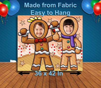 Gingerbread People Cutout, Hole in Face, Party Selfie  Photo Prop, Winter Decoration