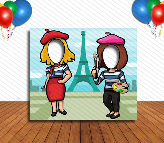 Paris Eiffel Tower, Hole in Face, Party Selfie  Photo Prop, Paris Themed Decoration
