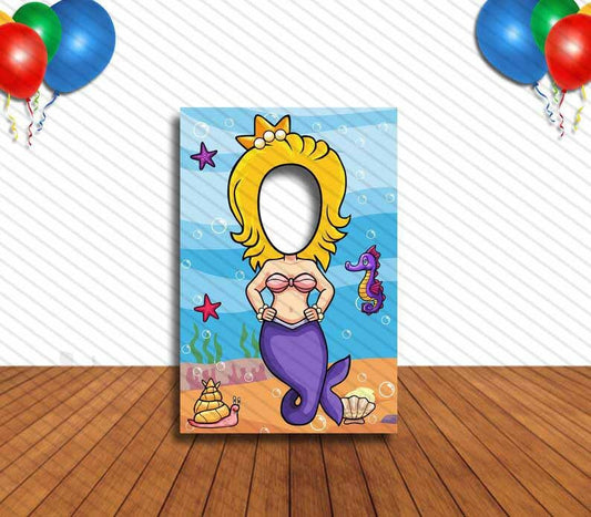 Mermaid Face Cutout, Hole in Face, Party Selfie  Photo Prop, Birthday Decoration